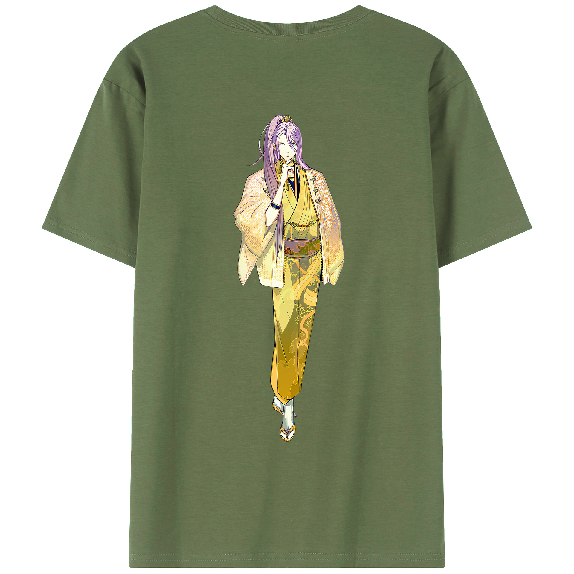 （画像用） 刀剣乱舞 Touken Ranbu 綿100％ メンズ半袖Tシャツ（バックプリント） 通気性
